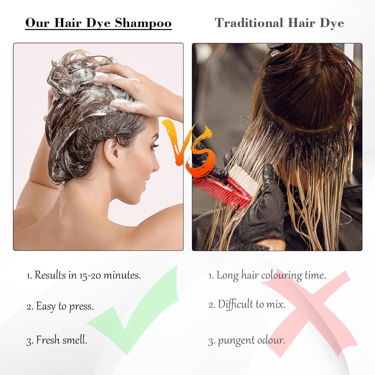 Black Hair Dye Shampoo 3 in 1, Hair Color Shampoo for Cover Grey Hair, Natural Hair Dye Shampoo with Herbal Ingredient for Men and Women (MEIDU Black)