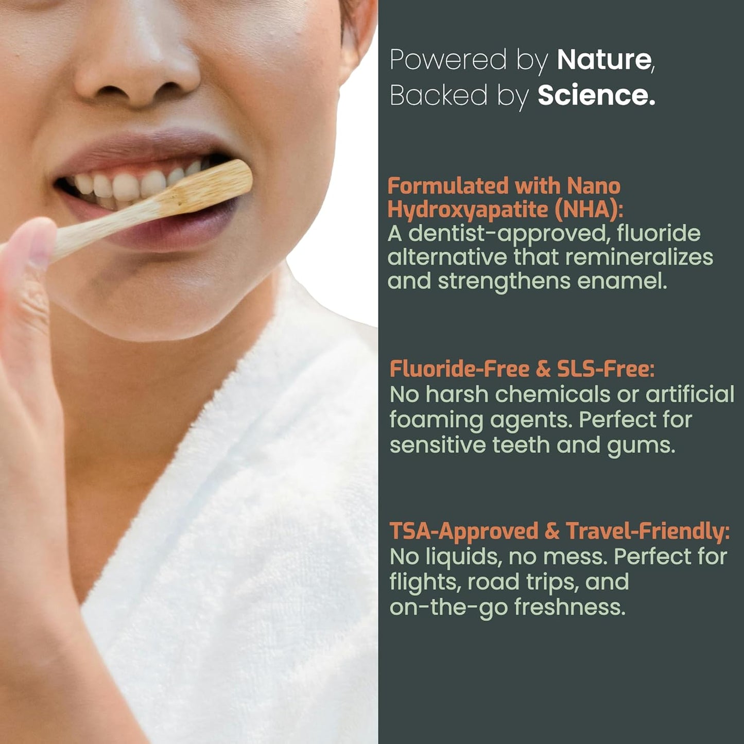 Nudge Toothpaste Tablets Made with Nano Hydroxyapatite, Fluoride-Free, SLS Free, All Natural Ingredients, Natural Whitening and Remineralizing, TSA-Approved, Mild Mint, 62 Tabs