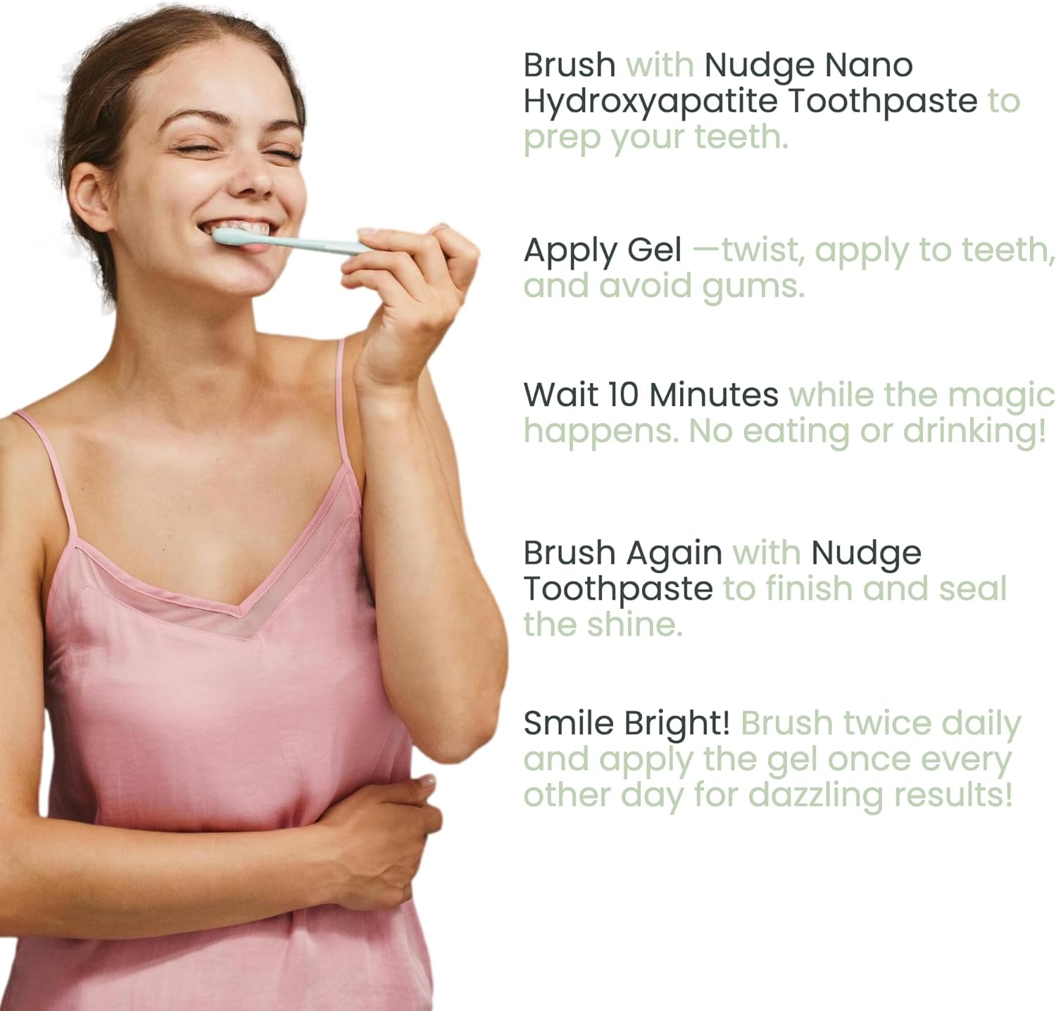 Nudge Whitening Kit – Nano Hydroxyapatite Toothpaste, (4 oz, Mint) & Teeth Whitening Gel Pen, (2ml) Fluoride Free, Enamel Safe, Sensitivity Friendly, Plaque Control, Brighten & Strengthen Teeth